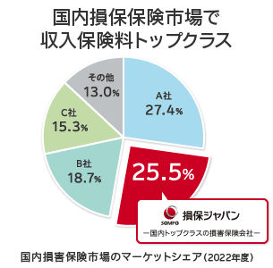 國(guó)內(nèi)損害保険市場(chǎng)のマーケットシェア