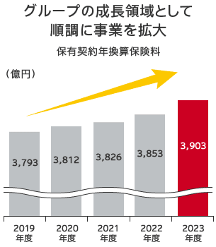 グループの成長領(lǐng)域として順調(diào)に事業(yè)を拡大_保有契約年換算保険料